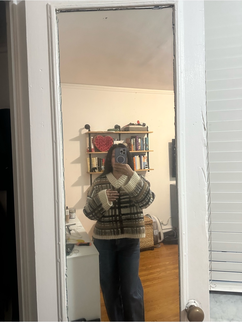 ASOS Brown, Cream & Black Plaid V-Neck Sweater
